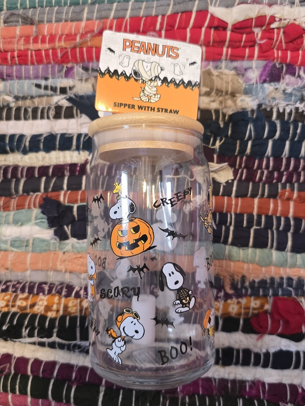 Halloween Peanuts Snoopy Glass Tumbler Peanuts Snoopy Halloween Glass Bamboo Lid
